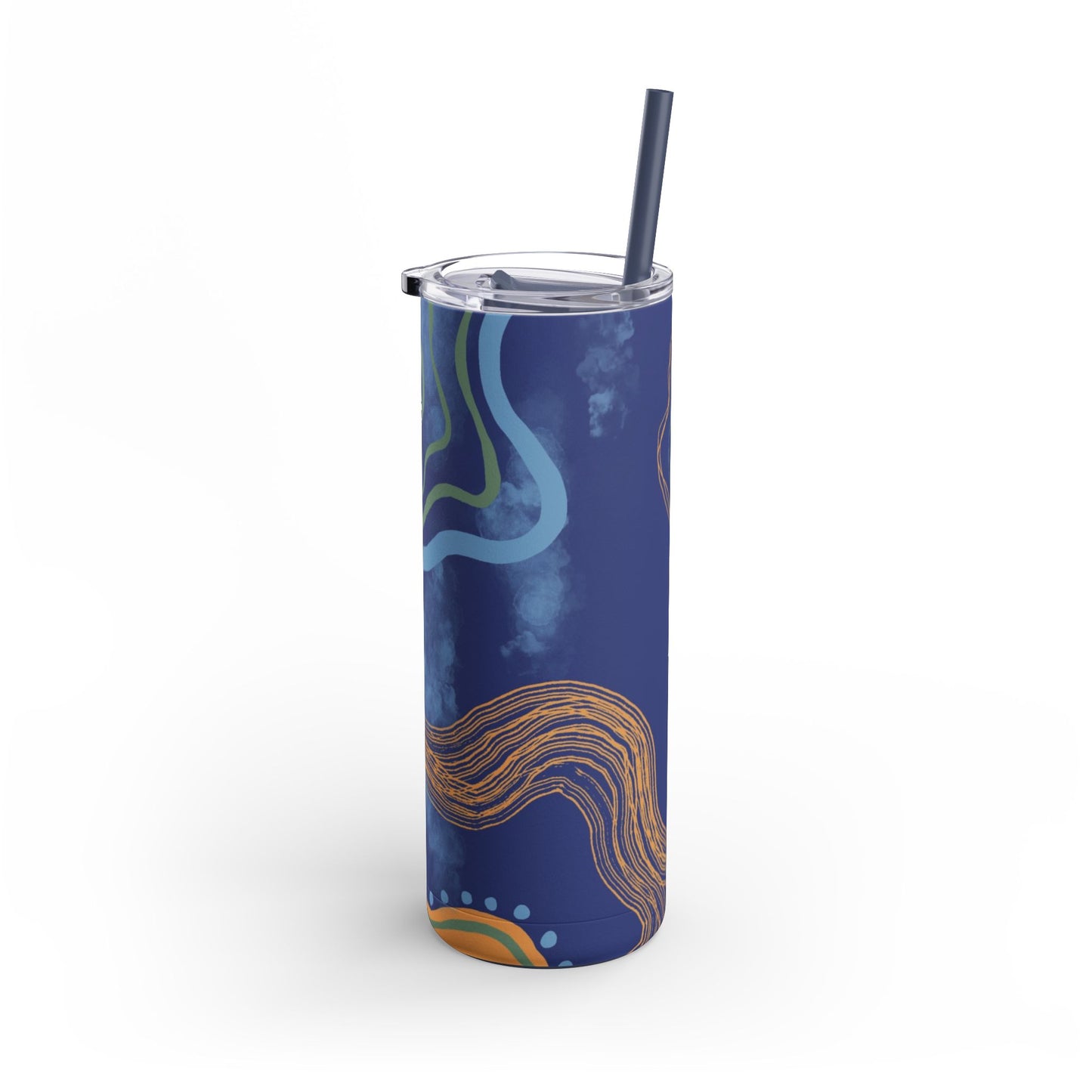Boho Abstract Art Tumbler, 20oz Skinny Travel Mug, Stylish Drinkware for Camping, Gifts for Her, Home Decor