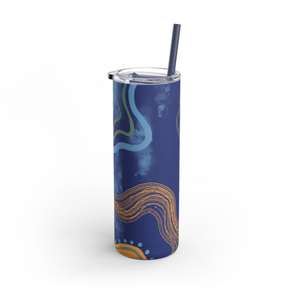 Boho Abstract Art Tumbler, 20oz Skinny Travel Mug, Stylish Drinkware for Camping, Gifts for Her, Home Decor