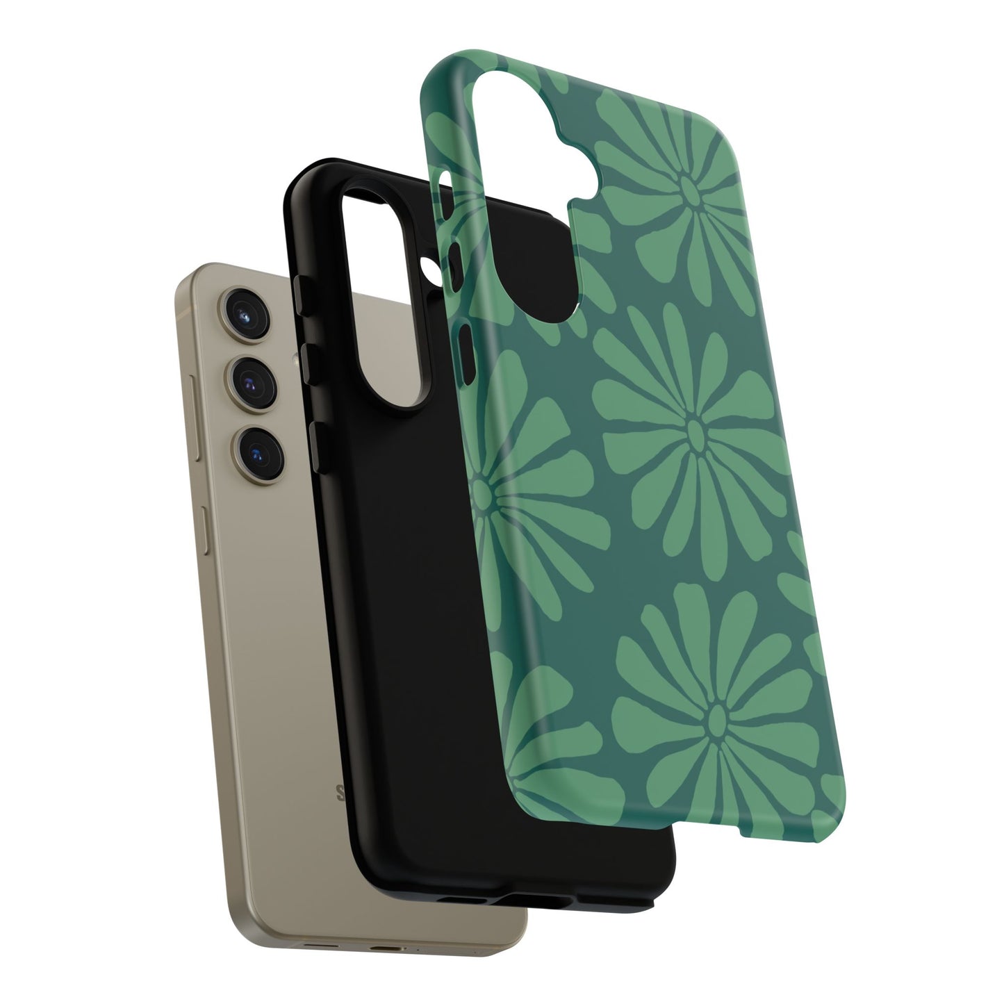 Stylish iPhone Case, Floral Phone Cover, Tough Phone Cases, Green Daisy Design, Unique Gift for Her, Spring Accessories