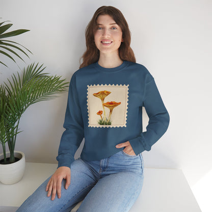 Vintage Floral Crewneck Sweatshirt, Cozy Fall Wear, Unisex Gift, Mushroom Art Apparel, Nature Lover Outfit, Comfy Mushroom Crewneck, Vintage Style
