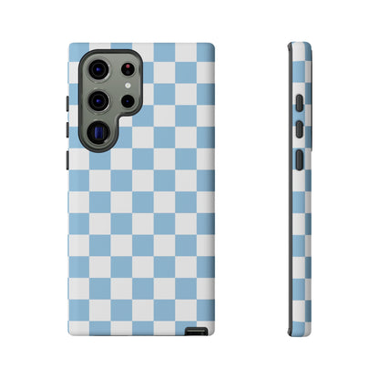 Blue Checkered Phone Case, Tough Phone Cover, Stylish Mobile Protector, Unique Gift for Him/Her, Trendy Accessories for Holidays