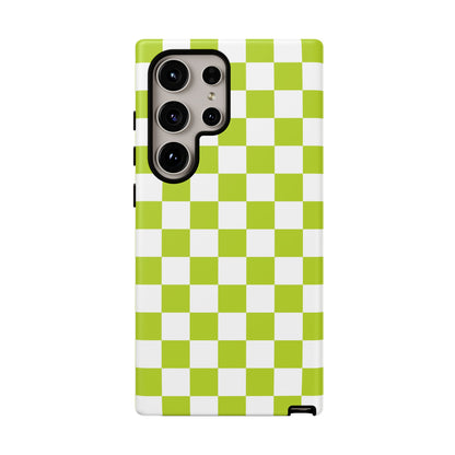 Lively Checker Pattern Phone Case | Tough Cases, Green Checkered Design, Unique Cell Phone Cover, Trendy Accessory, Gift Idea