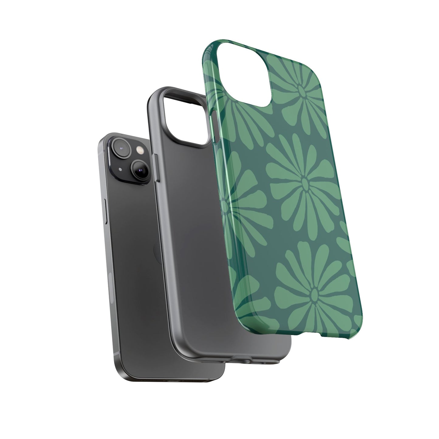 Stylish iPhone Case, Floral Phone Cover, Tough Phone Cases, Green Daisy Design, Unique Gift for Her, Spring Accessories