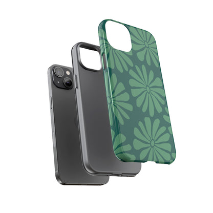 Stylish iPhone Case, Floral Phone Cover, Tough Phone Cases, Green Daisy Design, Unique Gift for Her, Spring Accessories