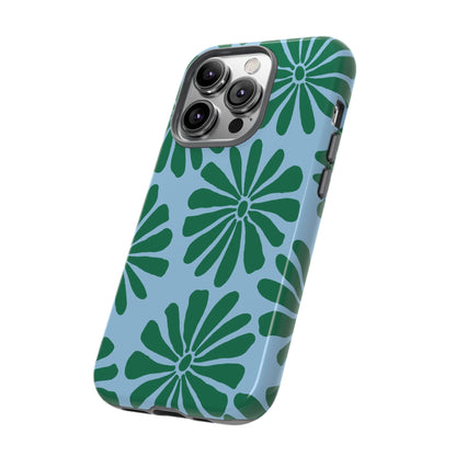 Stylish iPhone Case, Floral Phone Cover, Tough Phone Cases, Green Daisy Design, Unique Gift for Her, Spring Accessories