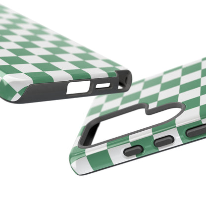 Stylish Phone Case - Green Checker Print, Trendy Phone Cover, Unique Gift, Modern Accessories, Eco-Friendly Case