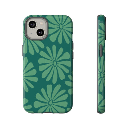 Stylish iPhone Case, Floral Phone Cover, Tough Phone Cases, Green Daisy Design, Unique Gift for Her, Spring Accessories