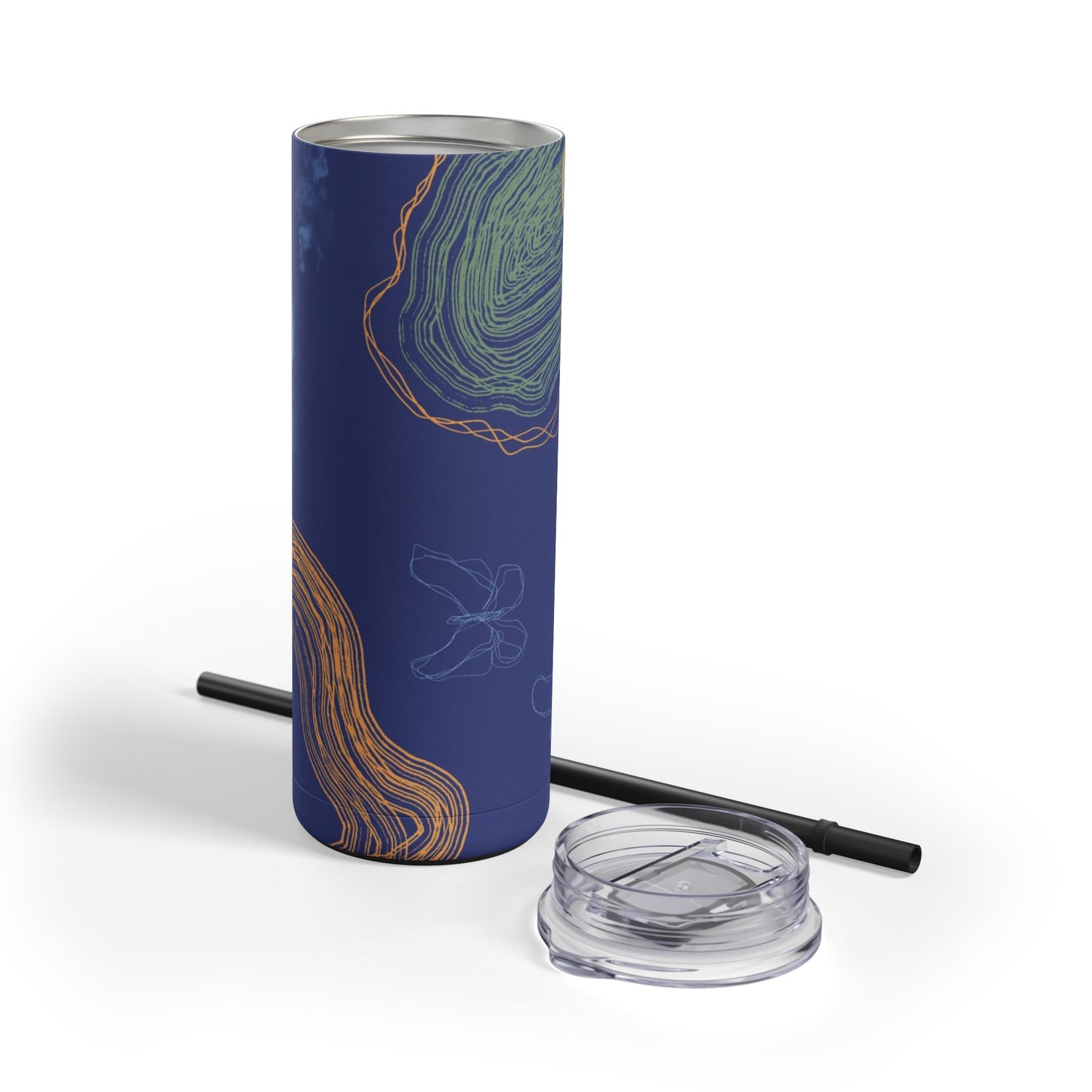 Boho Abstract Art Tumbler, 20oz Skinny Travel Mug, Stylish Drinkware for Camping, Gifts for Her, Home Decor