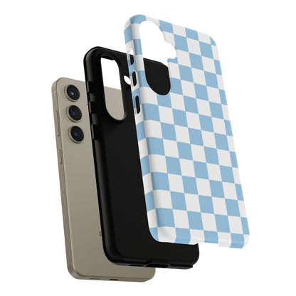 Blue Checkered Phone Case, Tough Phone Cover, Stylish Mobile Protector, Unique Gift for Him/Her, Trendy Accessories for Holidays