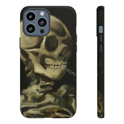 Skull Phone Case - Tough Cases, Macabre Style, Unique Accessories, Perfect for Halloween, Gothic Decor, Edgy Gift Idea | Van Gogh Reimagined, Abstract Twist on  Van Gogh's Skeleton with Burning Cigarette