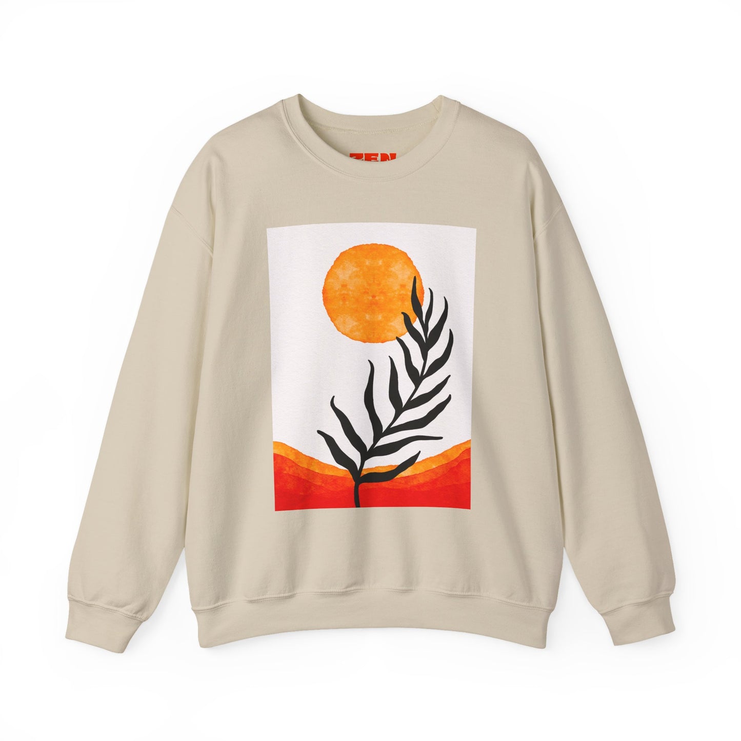 Bohemian Sun & Leaf Crewneck Sweatshirt, Cozy Unisex Sweatshirt, Nature-Inspired Apparel, Fall Fashion, Gift for Nature Lovers
