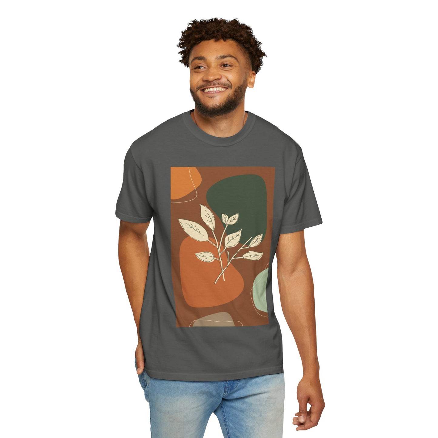 Boho Leafy T-Shirt, Unisex Short Sleeve Tee, Casual Wear, Earthy Aesthetic, Gifts for Nature Lovers, Comfortable Everyday Style