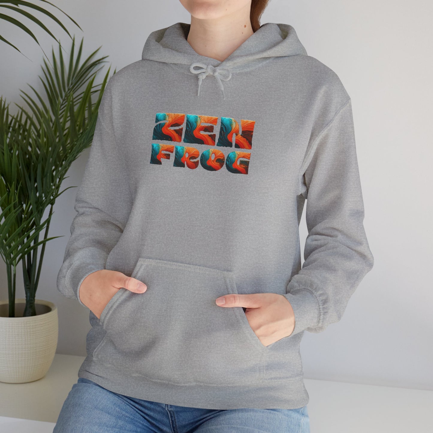Zen Frog & Moon Unisex Hoodie, Cozy Sweatshirt for Relaxation, Gifts for Nature Lovers, Festival Wear, Everyday Comfort