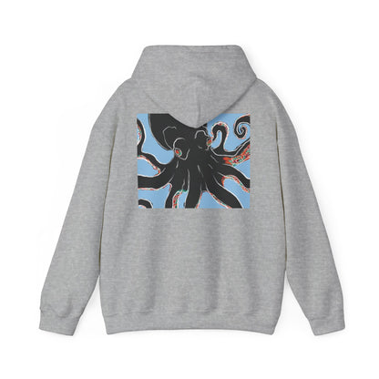 Zen Frog Octopus Unisex Heavy Blend Hooded Sweatshirt, Cozy Graphic Hoodie, Gift for Ocean Lovers, Unique Casual Wear, Relaxed Style