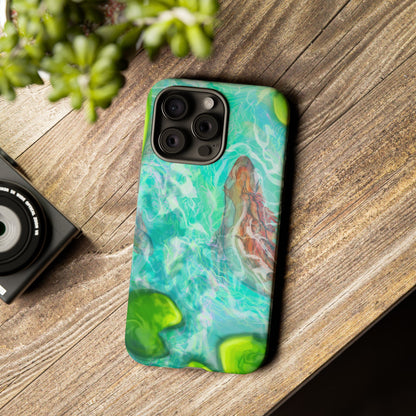 Watercolor Phone Case, Nature Lover Gift, Tough Phone Cover, Phone Accessory, Unique Design for Spring/Summer, Lily Pad, Fish Pond