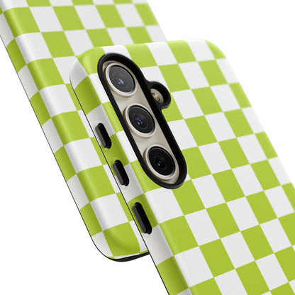 Lively Checker Pattern Phone Case | Tough Cases, Green Checkered Design, Unique Cell Phone Cover, Trendy Accessory, Gift Idea