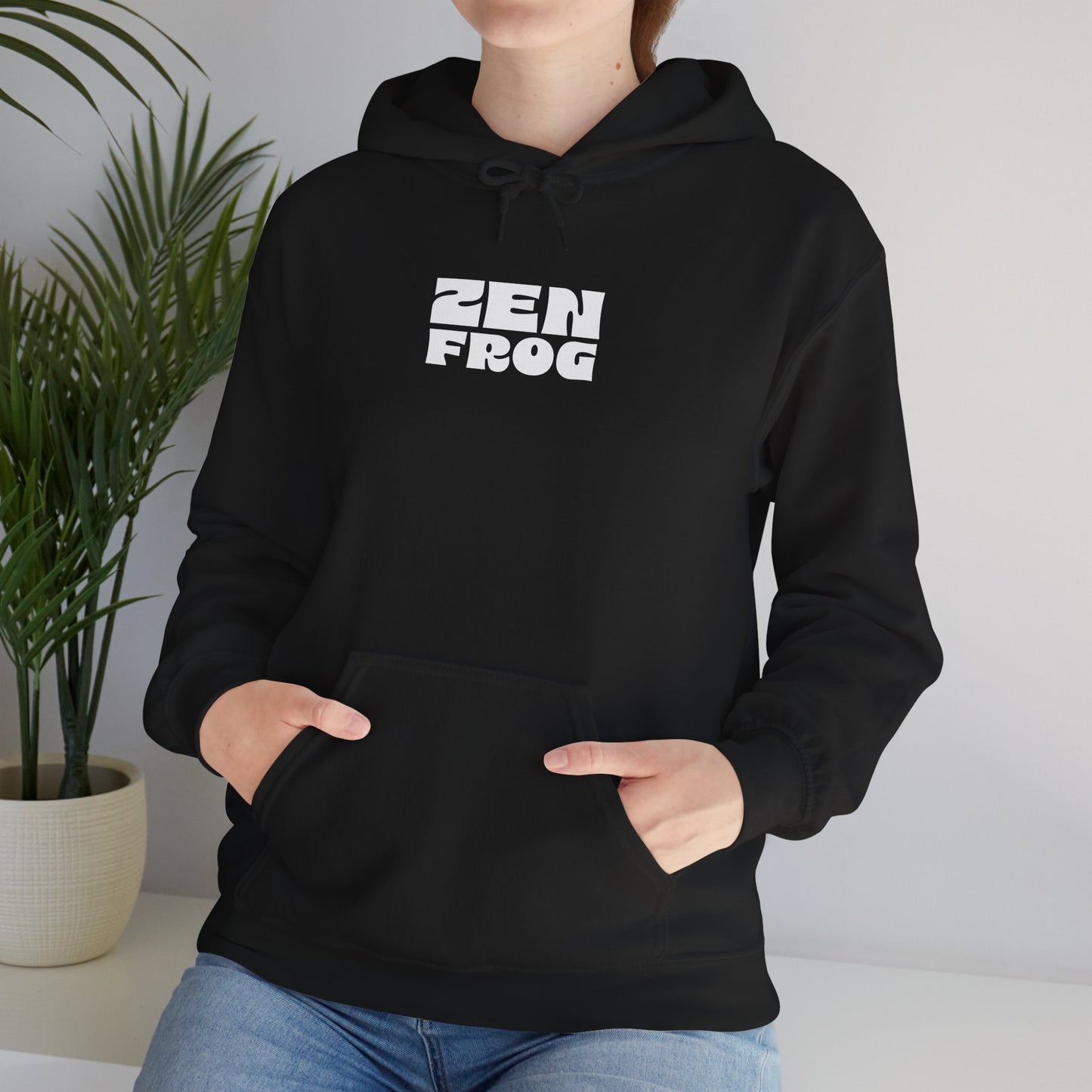 Zen Frog Octopus Unisex Heavy Blend Hooded Sweatshirt, Cozy Graphic Hoodie, Gift for Ocean Lovers, Unique Casual Wear, Relaxed Style