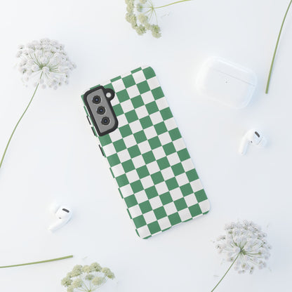Stylish Phone Case - Green Checker Print, Trendy Phone Cover, Unique Gift, Modern Accessories, Eco-Friendly Case