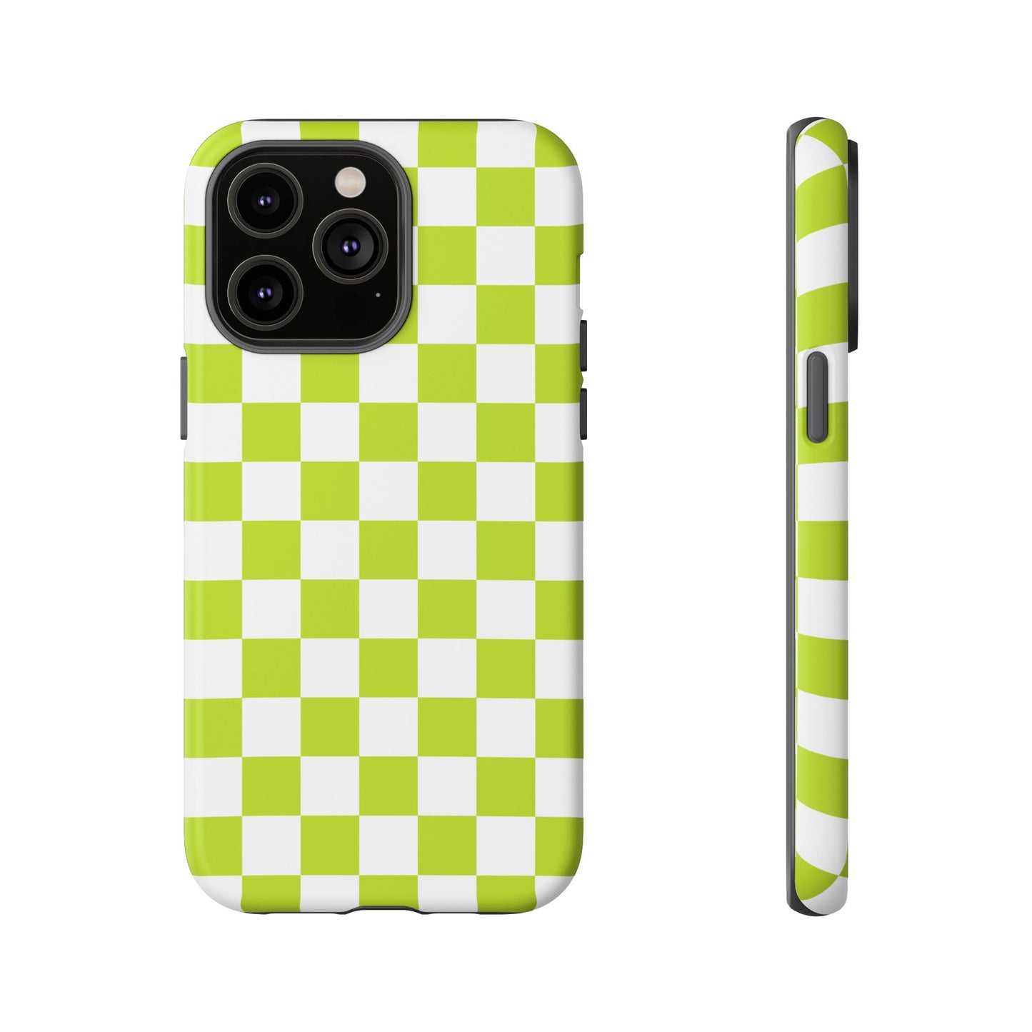Lively Checker Pattern Phone Case | Tough Cases, Green Checkered Design, Unique Cell Phone Cover, Trendy Accessory, Gift Idea