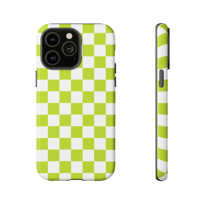 Lively Checker Pattern Phone Case | Tough Cases, Green Checkered Design, Unique Cell Phone Cover, Trendy Accessory, Gift Idea