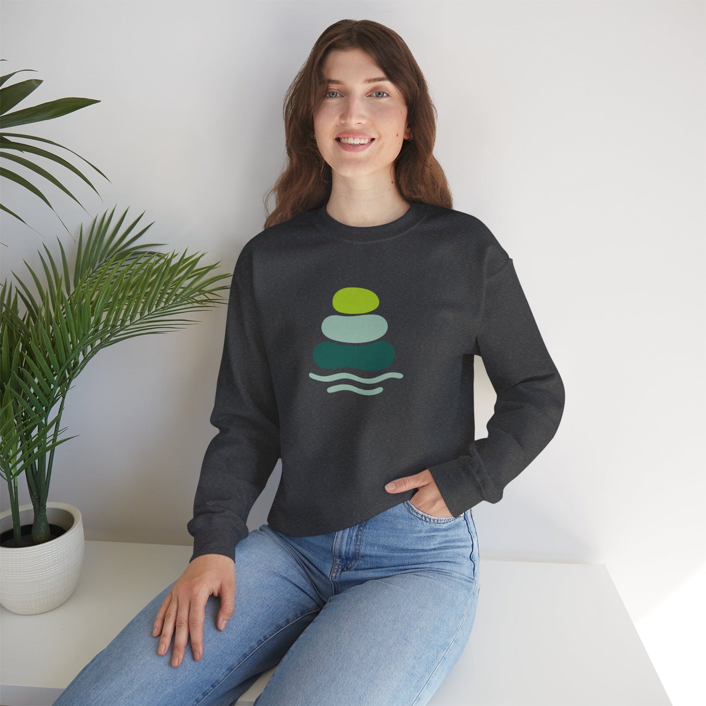 Serene Stones Unisex Crewneck Sweatshirt, Cozy Sweatshirt, Relaxation Apparel, Casual Wear, Mindfulness Gift