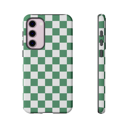 Stylish Phone Case - Green Checker Print, Trendy Phone Cover, Unique Gift, Modern Accessories, Eco-Friendly Case
