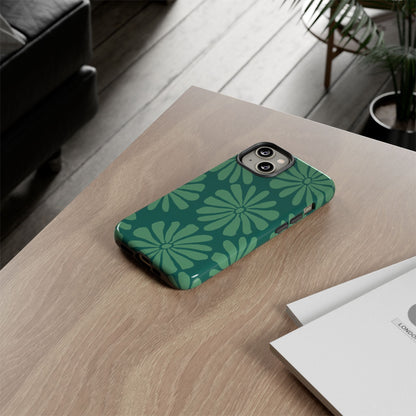 Stylish iPhone Case, Floral Phone Cover, Tough Phone Cases, Green Daisy Design, Unique Gift for Her, Spring Accessories