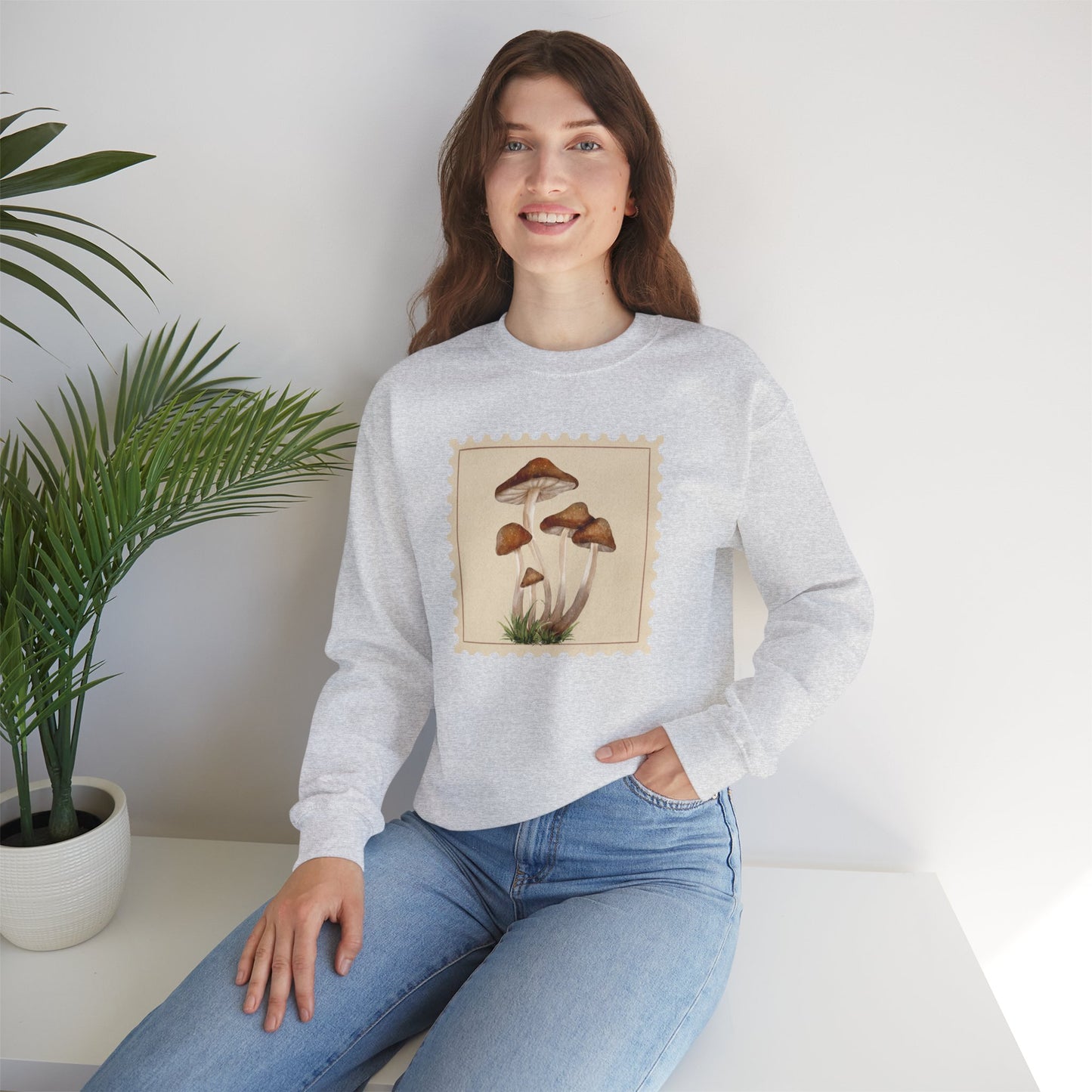 Mushroom Vibes Unisex Crewneck Sweatshirt - Cozy Fashion, Nature Lover Gift, Fall Outfit, Eco-Friendly Style, Perfect for Autumn, Artsy Sweatshirts, Premium, Nature-inspired Crewnecks