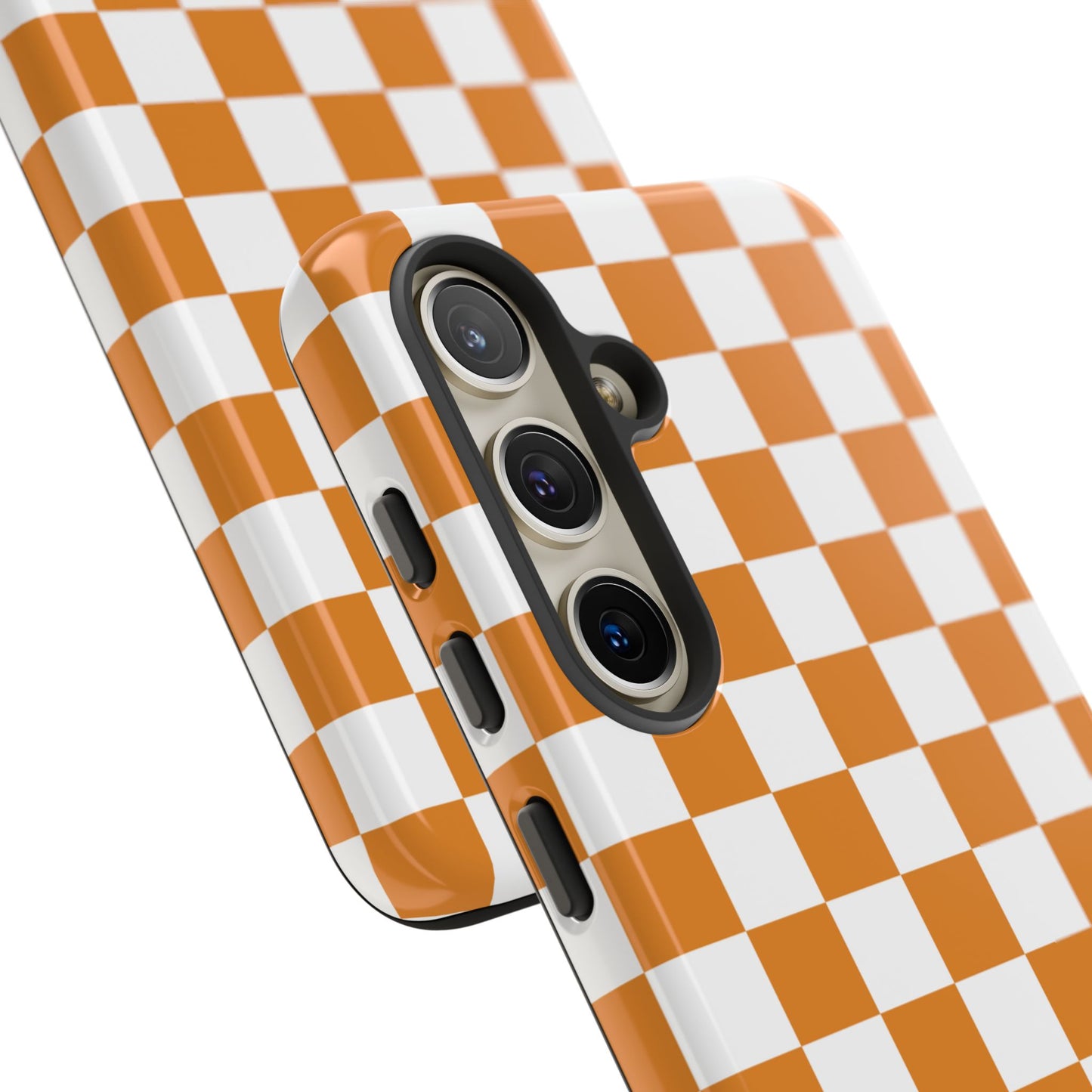 Orange Checkerboard Phone Case, Stylish Tough Cases for Protection, Gift for Friends, Trendy Cell Phone Accessories, Statement Tech Gear