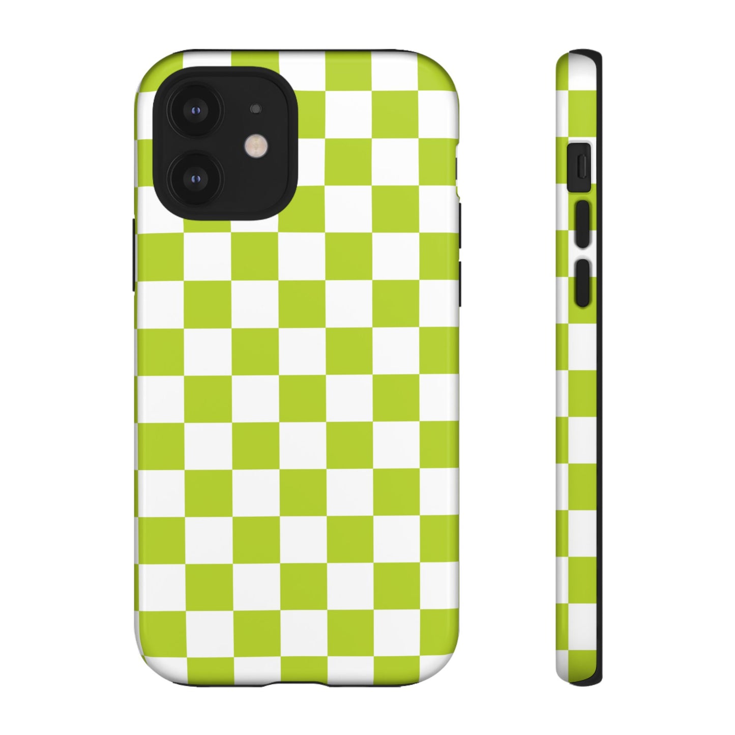 Lively Checker Pattern Phone Case | Tough Cases, Green Checkered Design, Unique Cell Phone Cover, Trendy Accessory, Gift Idea
