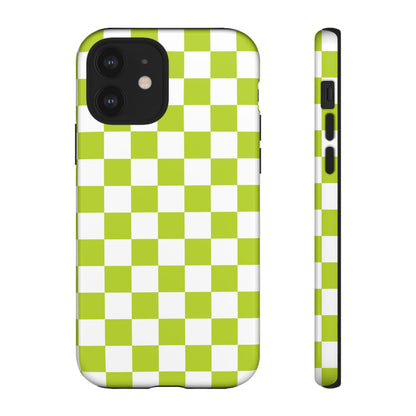 Lively Checker Pattern Phone Case | Tough Cases, Green Checkered Design, Unique Cell Phone Cover, Trendy Accessory, Gift Idea