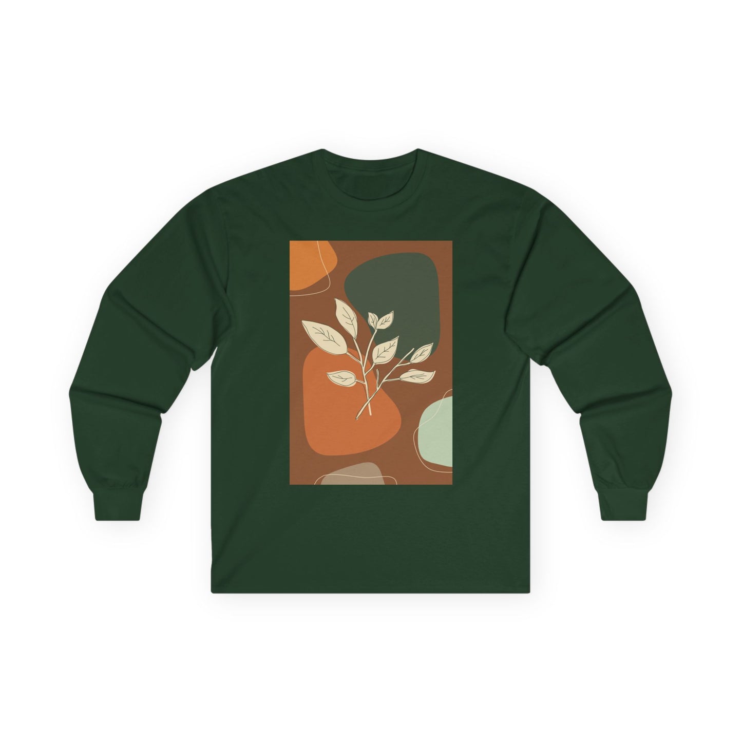 Stylish Long Sleeve Tee with Leaf Design, Cozy Everyday Shirt, Fashionable Top, Perfect Gift for Nature Lovers, Unisex Casual Wear