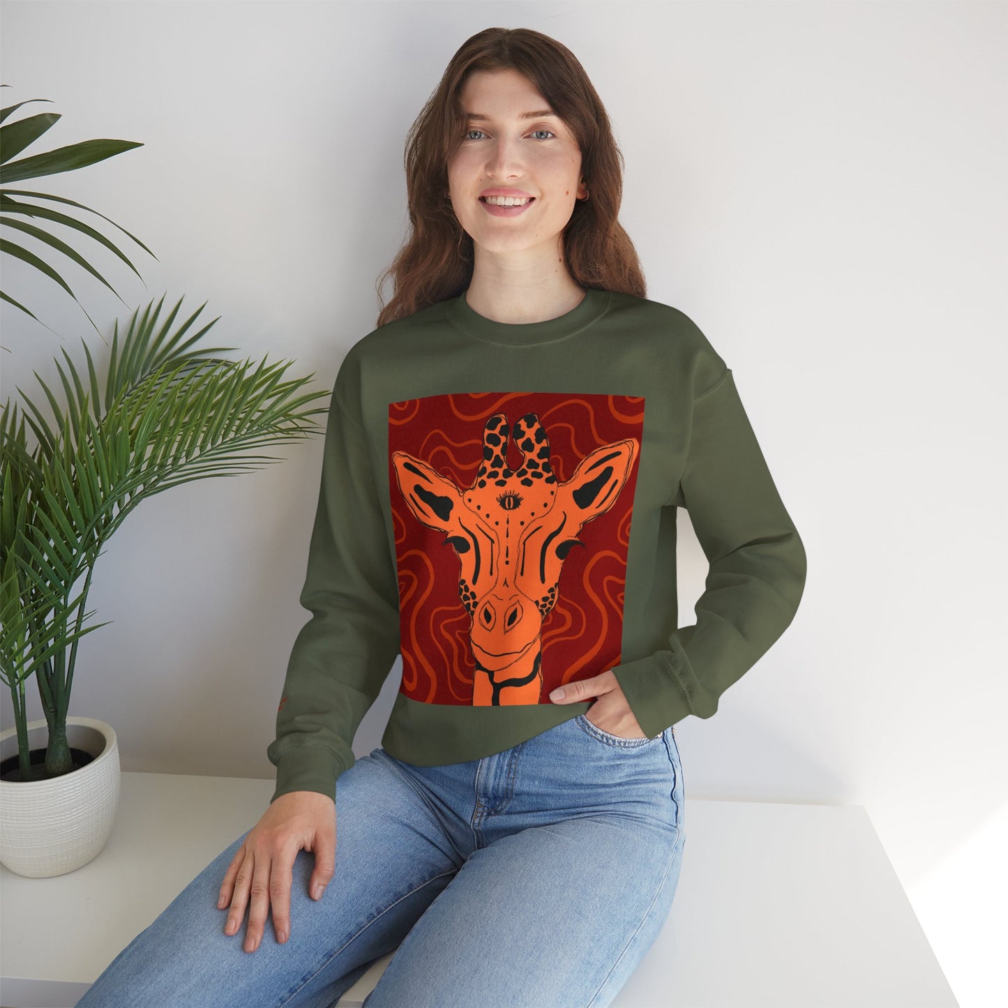 Giraffe Art Crewneck Sweatshirt, Cozy Giraffe Sweatshirt, Animal Lover Gift, Unique Sweatshirt for Friends, Cute Animal Apparel