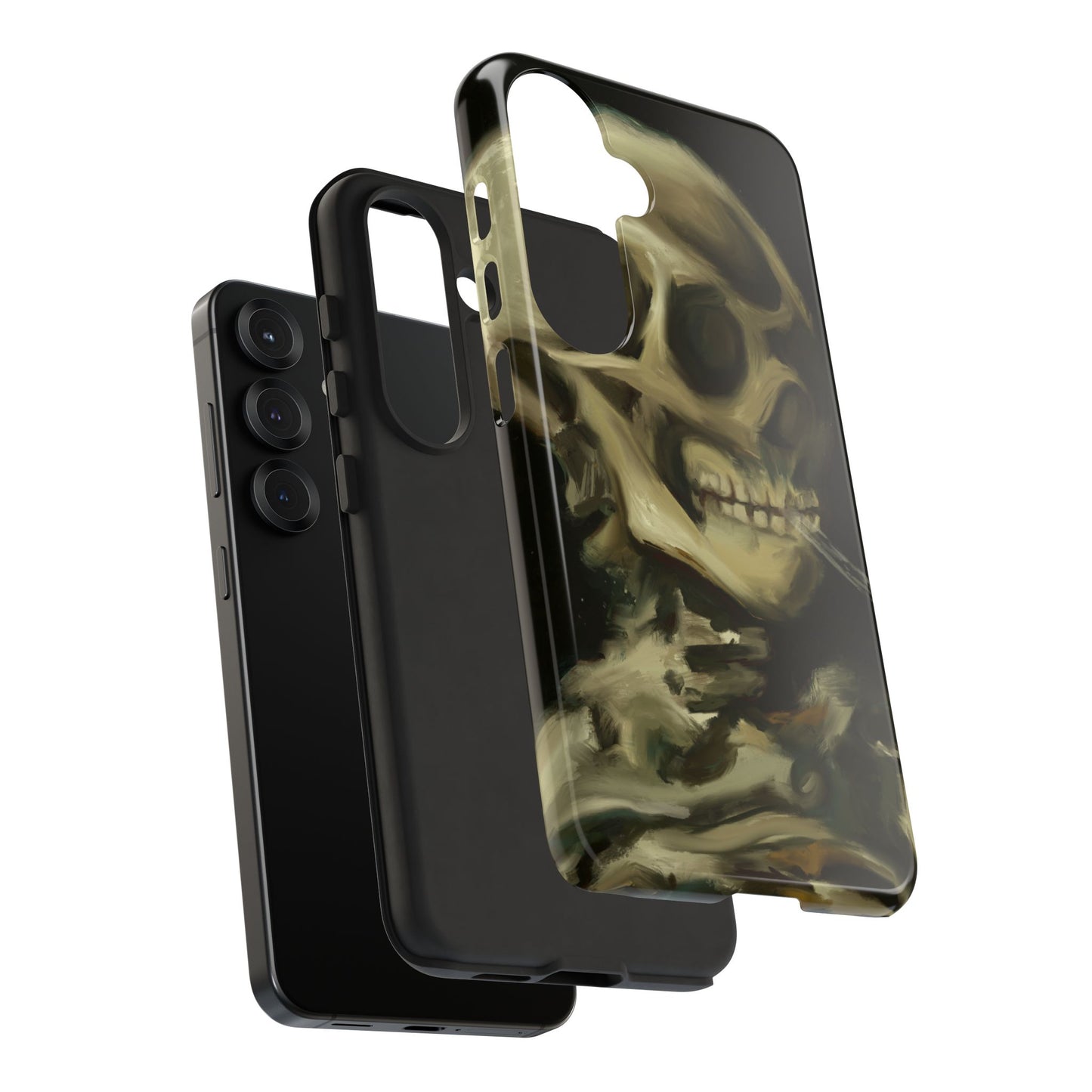 Skull Phone Case - Tough Cases, Macabre Style, Unique Accessories, Perfect for Halloween, Gothic Decor, Edgy Gift Idea | Van Gogh Reimagined, Abstract Twist on  Van Gogh's Skeleton with Burning Cigarette