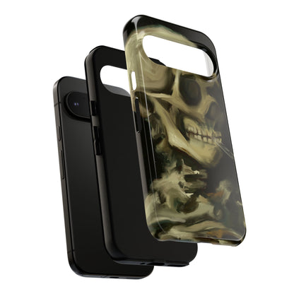 Skull Phone Case - Tough Cases, Macabre Style, Unique Accessories, Perfect for Halloween, Gothic Decor, Edgy Gift Idea | Van Gogh Reimagined, Abstract Twist on  Van Gogh's Skeleton with Burning Cigarette