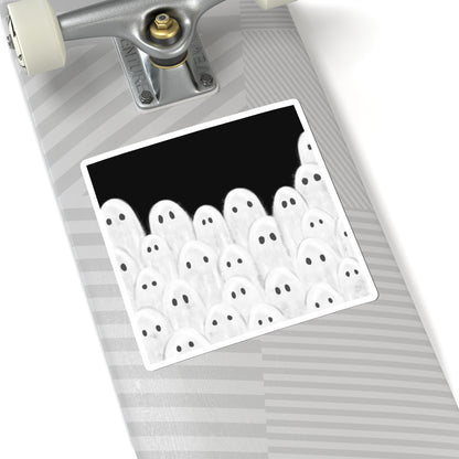 Painted Ghosts Sticker, Ghostly Whimsy Kiss-Cut Stickers, Cute Ghost Decor, Laptop Stickers, Halloween Party Favors, Gift for Ghost Lovers, Spooky Vibes