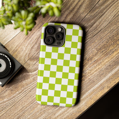 Lively Checker Pattern Phone Case | Tough Cases, Green Checkered Design, Unique Cell Phone Cover, Trendy Accessory, Gift Idea