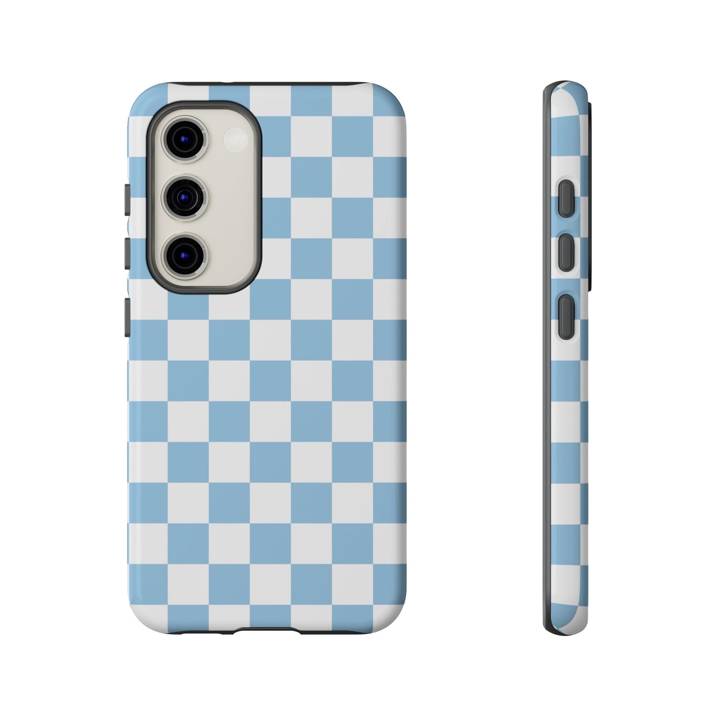 Blue Checkered Phone Case, Tough Phone Cover, Stylish Mobile Protector, Unique Gift for Him/Her, Trendy Accessories for Holidays