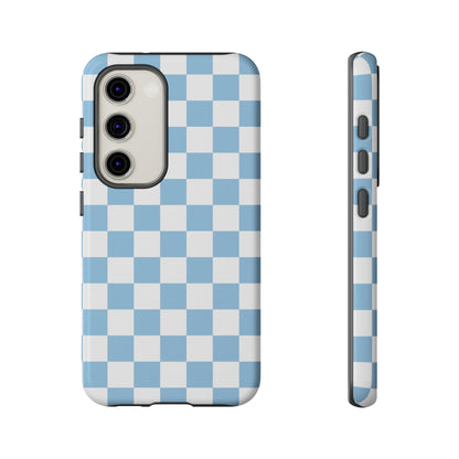 Blue Checkered Phone Case, Tough Phone Cover, Stylish Mobile Protector, Unique Gift for Him/Her, Trendy Accessories for Holidays