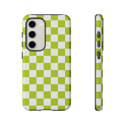 Lively Checker Pattern Phone Case | Tough Cases, Green Checkered Design, Unique Cell Phone Cover, Trendy Accessory, Gift Idea