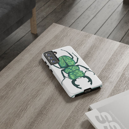Green Beetle Phone Case - Tough Cases, Insect Lover Gift, Nature Lover Accessory, Unique Phone Cover, Eco-Friendly Design
