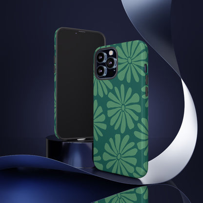 Stylish iPhone Case, Floral Phone Cover, Tough Phone Cases, Green Daisy Design, Unique Gift for Her, Spring Accessories