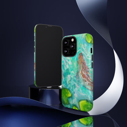 Watercolor Phone Case, Nature Lover Gift, Tough Phone Cover, Phone Accessory, Unique Design for Spring/Summer, Lily Pad, Fish Pond