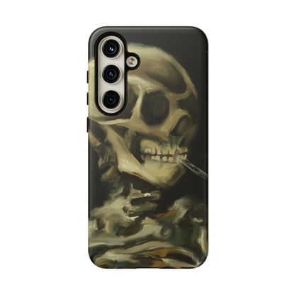 Skull Phone Case - Tough Cases, Macabre Style, Unique Accessories, Perfect for Halloween, Gothic Decor, Edgy Gift Idea | Van Gogh Reimagined, Abstract Twist on  Van Gogh's Skeleton with Burning Cigarette