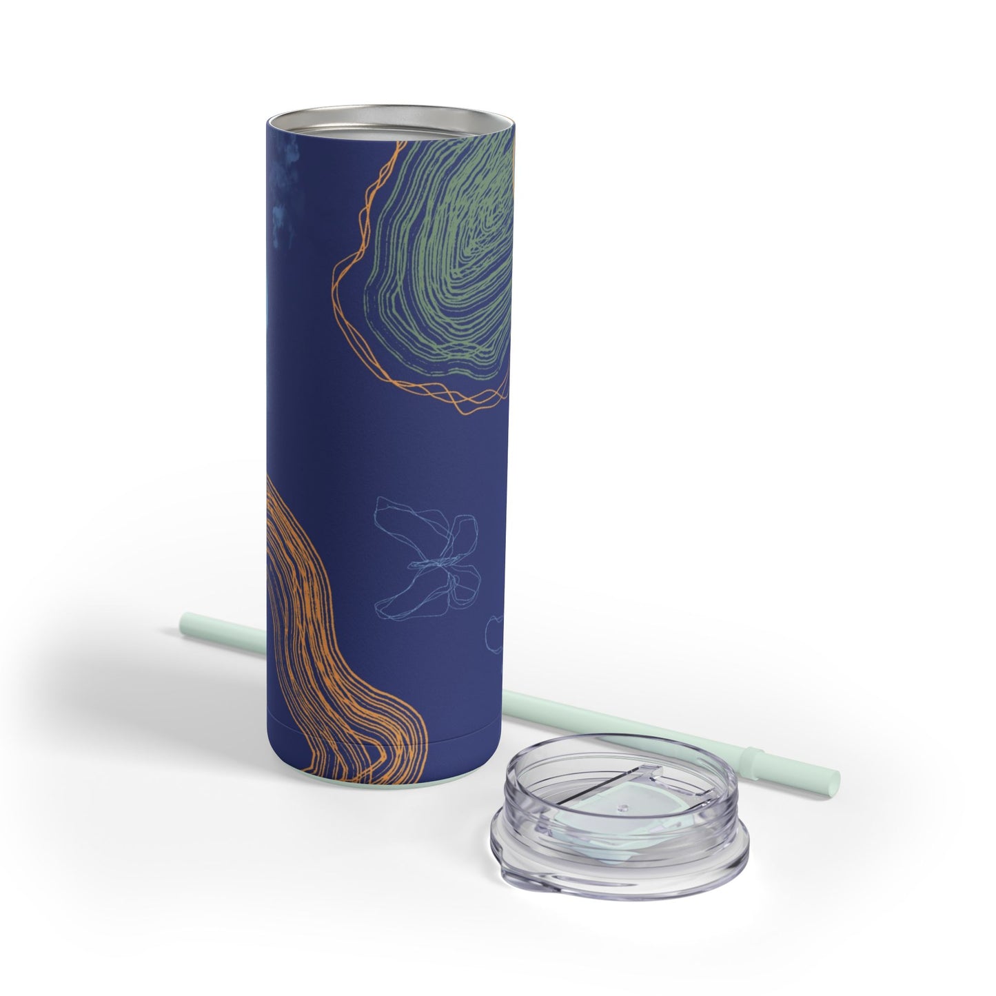 Boho Abstract Art Tumbler, 20oz Skinny Travel Mug, Stylish Drinkware for Camping, Gifts for Her, Home Decor