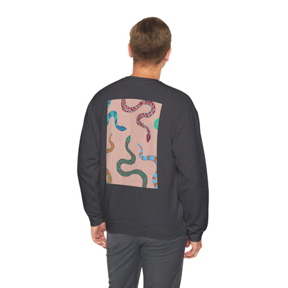 Funky Snake Unisex Crewneck Sweatshirt, Cozy Apparel, Unique Gift, Snake Art, Relaxed Style, Perfect for Casual Outings