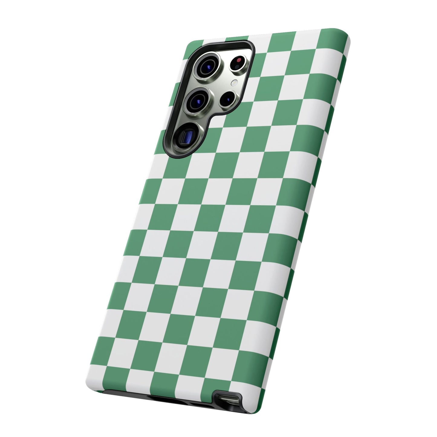 Stylish Phone Case - Green Checker Print, Trendy Phone Cover, Unique Gift, Modern Accessories, Eco-Friendly Case