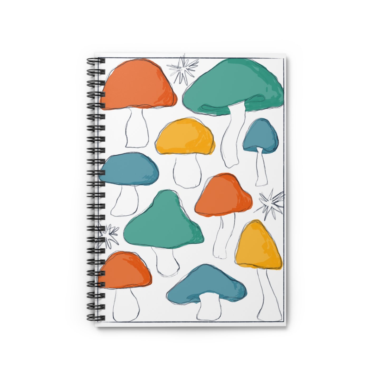 Colorful Mushroom Spiral Notebook for Nature Lovers, Eco-Friendly Journal, Study Guide, Personal Diary, Gifts for Writers