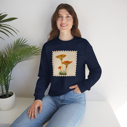 Vintage Floral Crewneck Sweatshirt, Cozy Fall Wear, Unisex Gift, Mushroom Art Apparel, Nature Lover Outfit, Comfy Mushroom Crewneck, Vintage Style