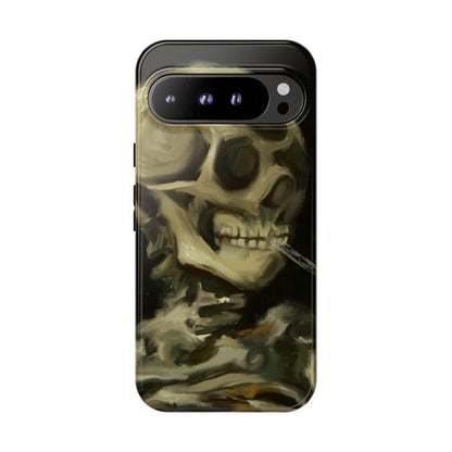 Skull Phone Case - Tough Cases, Macabre Style, Unique Accessories, Perfect for Halloween, Gothic Decor, Edgy Gift Idea | Van Gogh Reimagined, Abstract Twist on  Van Gogh's Skeleton with Burning Cigarette